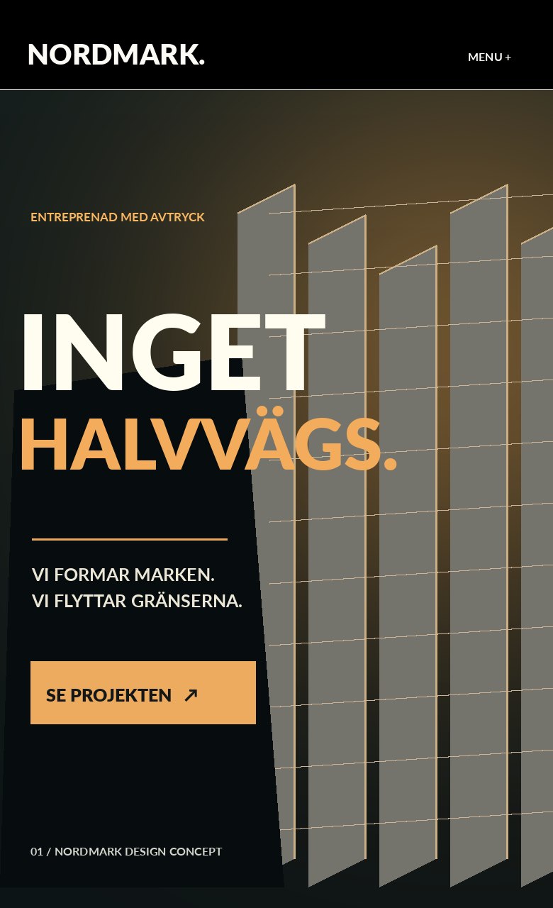 Grafiskt koncept för NORDMARK med kraftfull industriell typografi